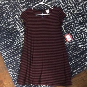 Red and black striped dress